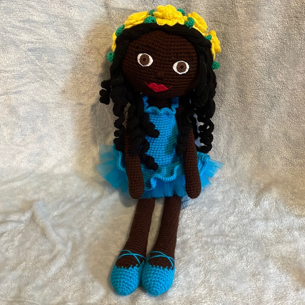Blue Ballerina Doll With Yellow Flowers